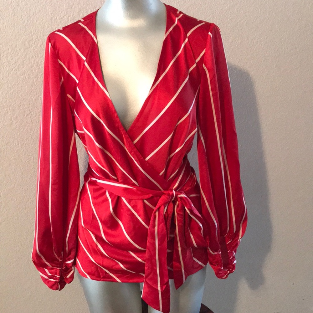 I.N.C. Striped Surplice Top